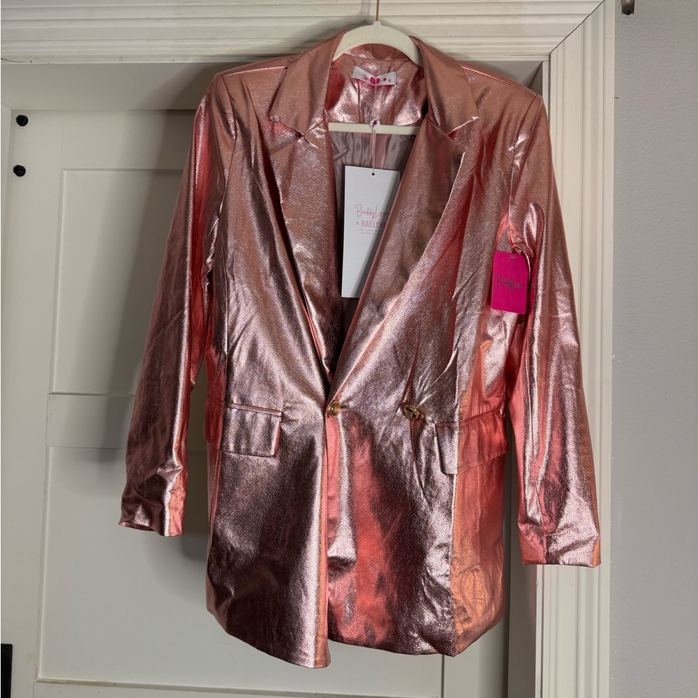 Buddy Love Shimmering Rose Metallic Blazer